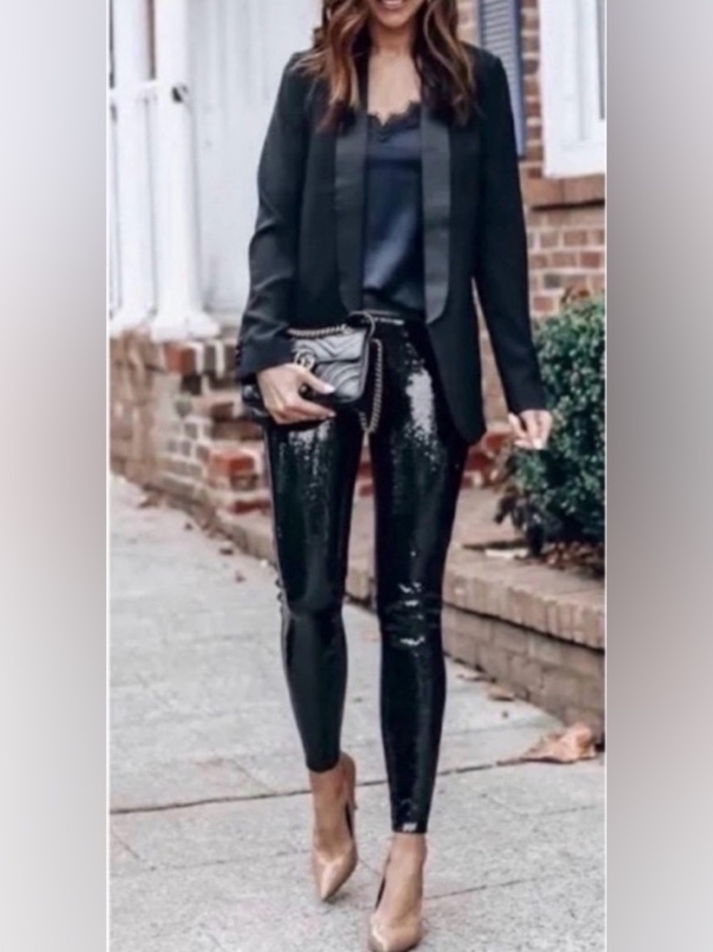SPANX Black Sequin Pull-On Legging